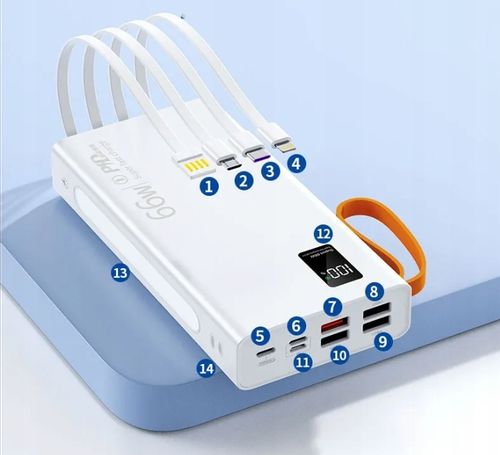 POWERBANK 30000MAH PD 66W 4xUSB USB-C QC FASTCHARG na Arena.pl