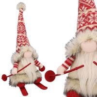 skrzat mikołaj na sankach świecący świąteczny 31 cm na święta gnom jumi