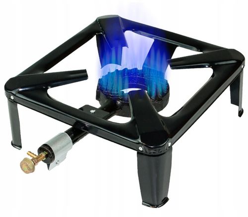 ŻELIWNY TABORET GAZOWY PALNIK 40x40cm ZESTAW REDUKTOR WĄŻ SOLIDNY WYTRZYMA na Arena.pl