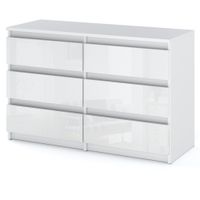 Komoda 6 Szuflad Biały Połysk Hugo Szafka Nowoczesna Rtv Sypialnia 100cm