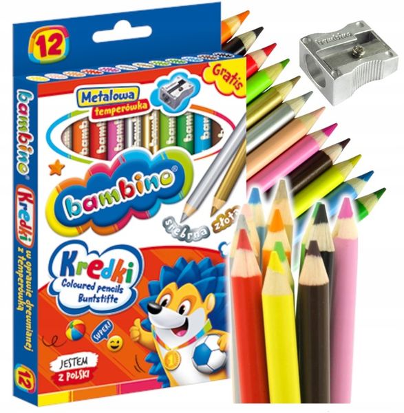 Kredki ołówkowe 12 kolorów w drewnianej oprawie zdjęcie 15