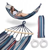 HAMAK Ogrodowy DWUOSOBOWY POKROWIEC Torba Tadar Paski Blue 200x150cm