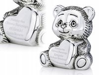 Skarbonka miś z grawerem  prezent na chrzest pamiątka chrztu dziecka