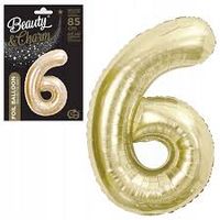 balon foliowy B&C cyfra 6 szampański 85cm  CH-B8H6