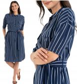 Sukienka Damska Midi Wiskozowa Elegancka na Lato Paski Granatowy MORAJ 4XL