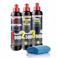 Pasty Polerskie do Lakieru 1000 2500 3000 + Mikrofibra 3x250ml MENZERNA