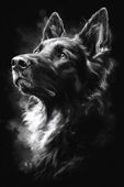 Plakat 40x60cm Portret Zwierząt do Salonu Pokoju | Owczarek | Czarno Białe