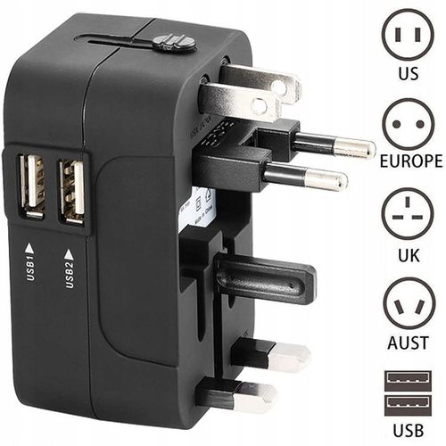 Uniwersalna Przejściówka ADAPTER Gniazda USA UK EU AUST Ładowarka USB na Arena.pl
