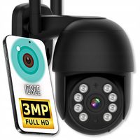 Zewnętrzna Kamera WIFI Obrotowa ICSEE 3MPx ŚLEDZENIE RUCHU 1536p CZARNA SD