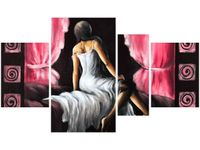 120CM 70 OBRAZ 4 ELEM PIĘKNA DZIEWCZYNA CZERWIENI ŚCIENNY