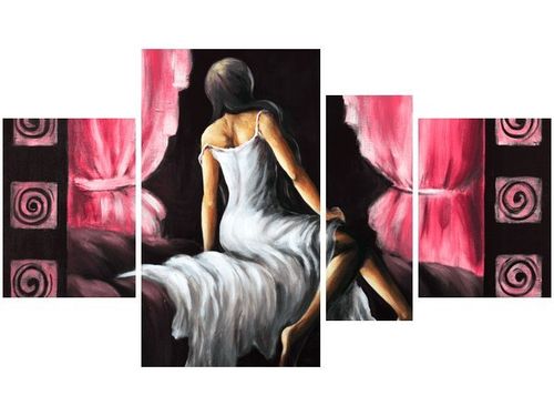 120CM 70 OBRAZ 4 ELEM PIĘKNA DZIEWCZYNA CZERWIENI ŚCIENNY na Arena.pl