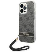 guess guohcp14lh4stk iphone 14 pro 6,1 czarny/black hardcase 4g print strap