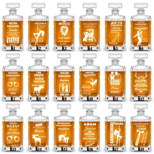 KARAFKA 4 SZKLANKI DO WHISKY i 4 kieliszki Z GRAWEREM na Prezent na Arena.pl