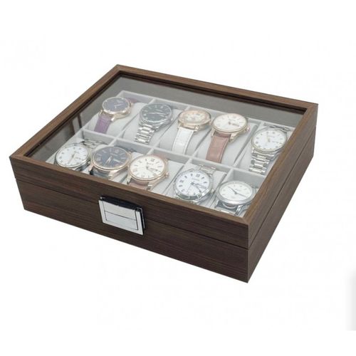 szkatułka na 10 zegarków, etui, organizer zamykany ze szkłem na Arena.pl