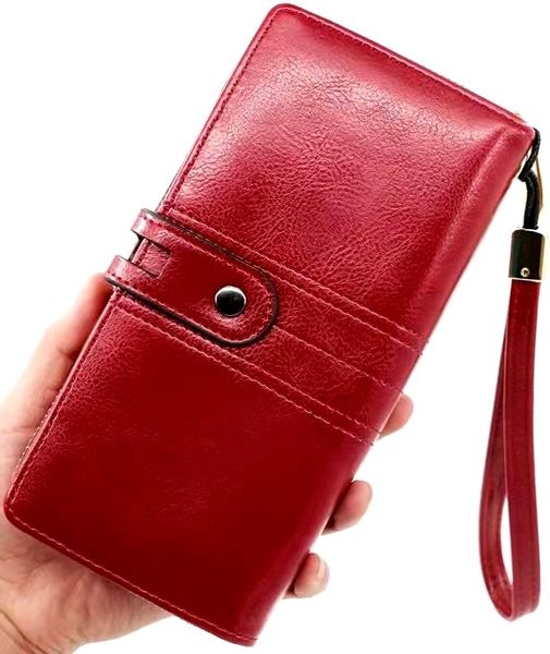 Portfel duży pojemny skórzany elegancki pasek boho C1_A_Czerwony zdjęcie 2