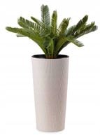 WYSOKA Prążkowana Donica Osłonka Urbanika ECO Wood Biały h57 cm + WKŁAD