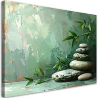 Obraz nowoczesny do salonu sypialni, Kamienie zen liście 30x20