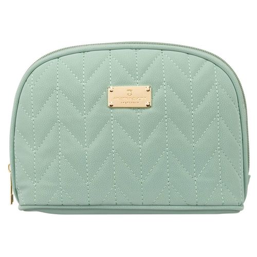 praktyczna kosmetyczka damska w kolorze zielonym pokryta jodełkowym na Arena.pl