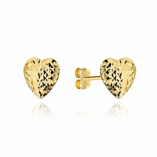 ZŁOTE KOLCZYKI SERCA SERDUSZKA DIAMENTOWANE 585 NA PREZENT na Arena.pl