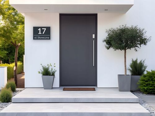 NIERDZEWNY NUMER NA DOM 40x30cm TABLICZKA ADRESOWA ANTRACYT + DYSTANSE na Arena.pl