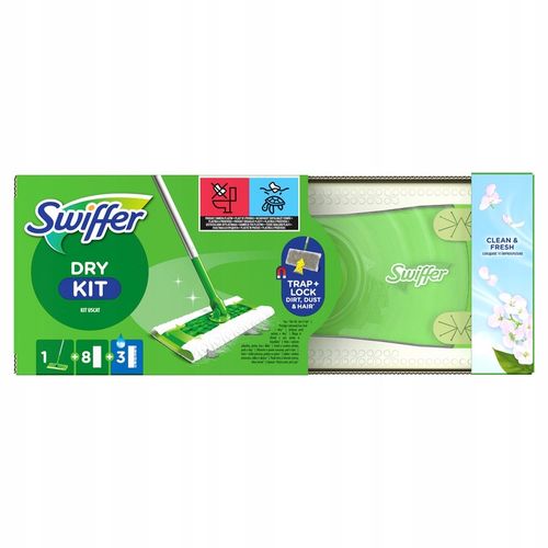 Swiffer Dry+Wet Kit Zestaw: mop, 8 suchych i 3 mokre chusteczki do kurzu na Arena.pl