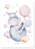 Plakat obrazki dla dziecka hipopotam zwierzęta 70x100 cm
