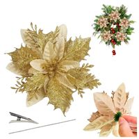 kwiat na choinkę z klipsem boże narodzenie xxl 14 cm brokat woz04