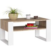 Stolik kawowy DOMI 92 cm ława kawowa 2 poziomy - dąb sonoma biała