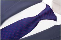 ŻAKARDOWY Krawat Męski w Groszki GRANATOWY RC41