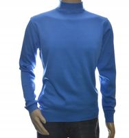 Sweter męski z półgolfem ze stójką półgolf z wełny wełniany XXL 2XL lazur