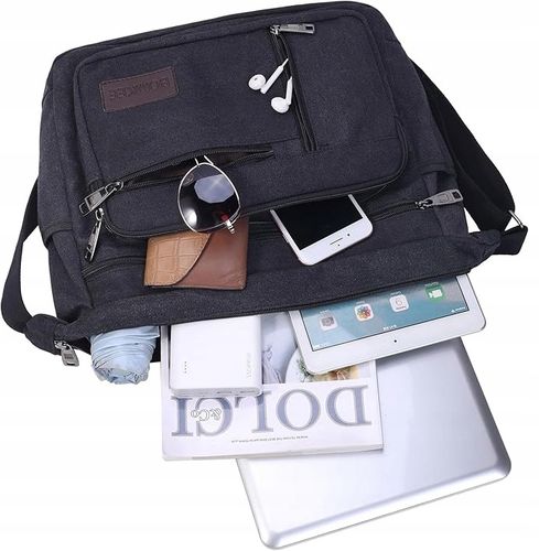 TORBA MĘSKA CZARNA POJEMNA Do Pracy Śniadaniowa Na Ramię Mocna na Arena.pl