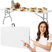 Stół składany cateringowy 240 cm bankietowy stolik ogrodowy, turystyczny walizka biały