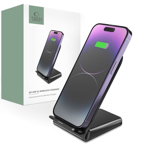 TECH-PROTECT QI15W-S2 WIRELESS CHARGER 15W BLACK zdjęcie 1