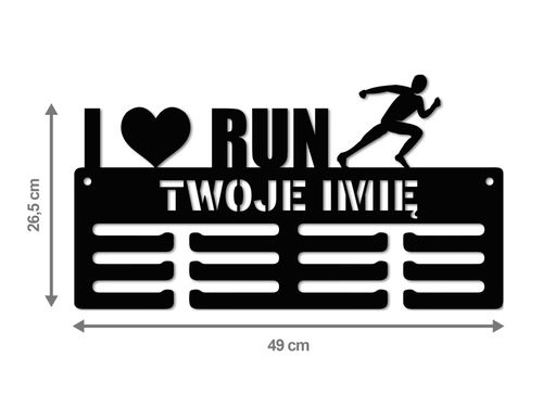 Wieszak na medale I LOVE RUN twoje imię dowolny tekst 58.1 na Arena.pl
