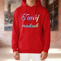 Bluza z kapturem czerwona z Twoim nadrukiem - Kangaroo XL