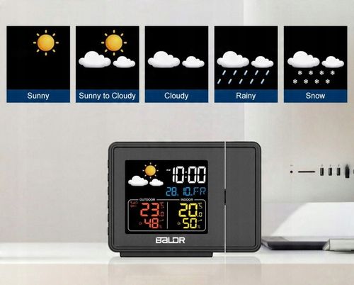 Stacja Pogody Pogodowa Zegar Czujnik Zewnętrzny Higrometr Budzik na Arena.pl