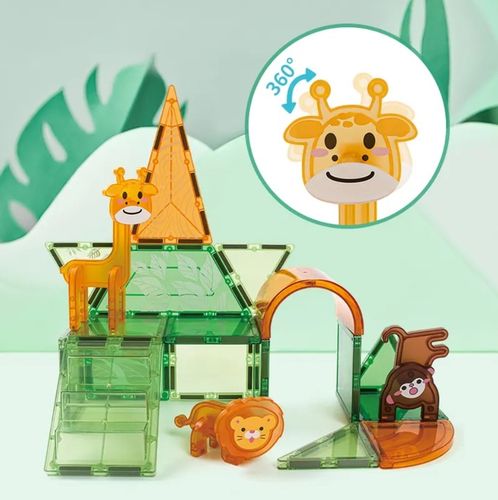 Klocki Magnetyczne Kreatywne Magnetic Tiles Konstrukcyjne Zoo 50 elementów na Arena.pl