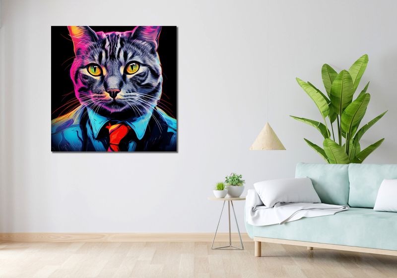 Obraz 100x100cm Kolorowy Bizneskot zdjęcie 2