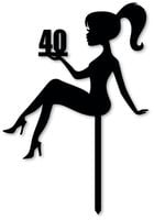 Topper na tort - kobieta z cyfrą 40