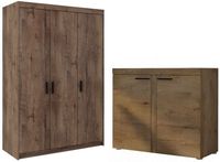 Pojemna szafa trzydrzwiowa + Komoda do salonu Dąb Lefkas