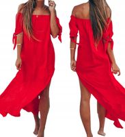 PAREO NA PLAŻĘ DŁUGA TUNIKA PLAŻOWA ZWIEWNA NARZUTKA LETNIA SUKIENKA MAXI