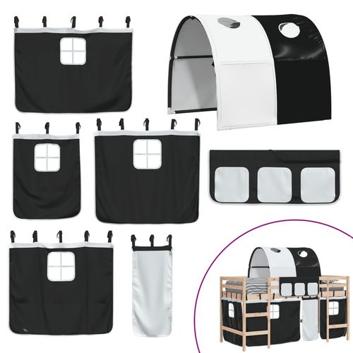 Dziecięce łóżko na antresoli, z tunelem, biało-czarne, 90x190cm na Arena.pl