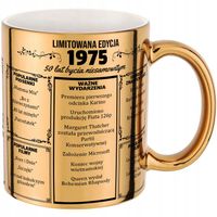 ZŁOTY KUBEK - PREZENT NA 50 URODZINY WAŻNE WYDARZENIA 50 LAT 1975 ROK