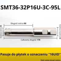 Głowica do gwintowania SMT z chłodzeniem Rozmiar: SMT36-32P16U-3C-95L-170L
