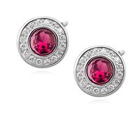 Eleganckie rodowane srebrne kolczyki rubin cyrkonie srebro 925 Z1084E_P