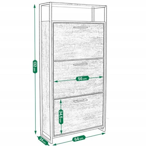 szafka na buty regał 3 komory obuwie komoda pojemna do przedpokoju loft na Arena.pl