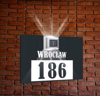 antracyt TABLICZKA ADRESOWA nierdzewna dibond z lampką numer domu 30x20 cm