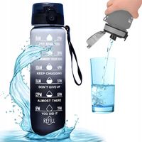 BUTELKA NA WODĘ Bidon Fitness MOTYWACJA Miarka Siłownia 1L Szary Czerny