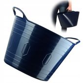 KADAX Kosz Plastkowy Na Pranie Uniwersalny 26L Kwadratowy Uchwyty Granat