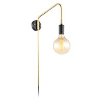 Kinkiet LAMPA ścienna MALENE MBM3386/1 BK+GD Italux industrialna OPRAWA na wysięgniku żarówka bulb loft złota